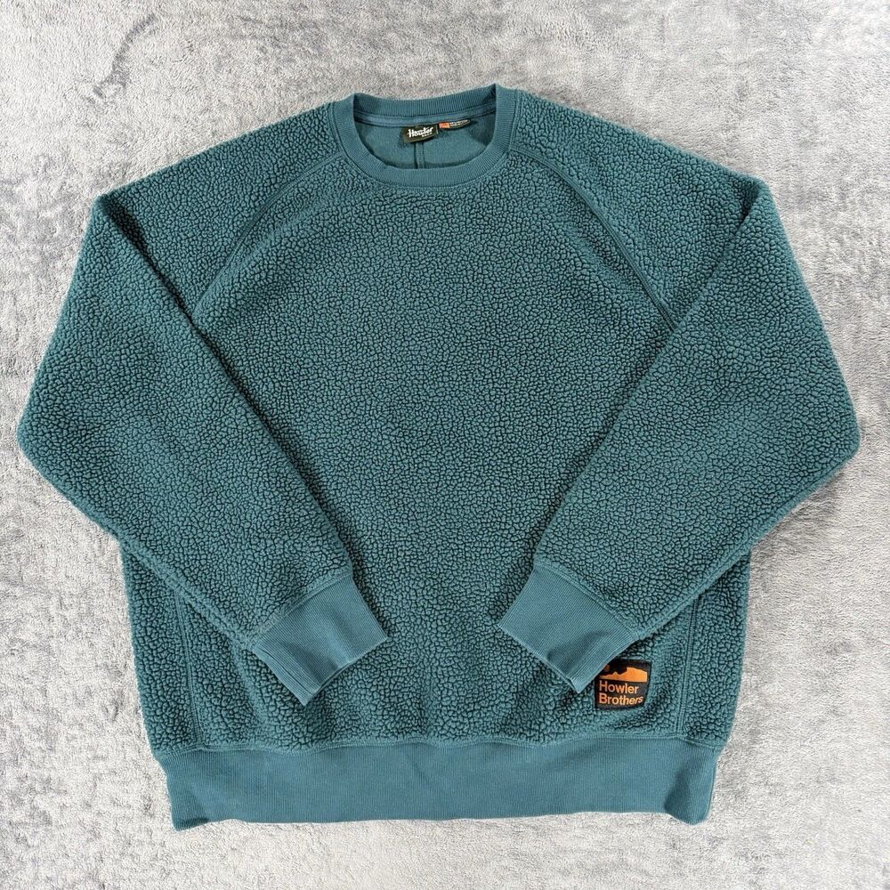 Howler Brothers Eleos High Pile Fleece Crewneck Sweatshirt Large Bluewing XL